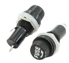 2x Panel Mount Fuse Holder 5x20mm Glass Fuses 10A 250V Chassis UK Stock