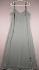 Studio 19 Womens V-Neck Maxi Dress Front Slit Adjustable Strap Size M Green