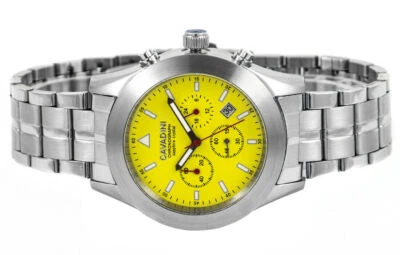 Eagle Bleu Chronographe Cavadini CV-555 Montre Homme Acier 40 mm Saphir Jaune - Photo 1/4