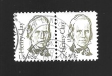 USA 1983 3c Henry Clay Sc# 1846 Olive Used Pair