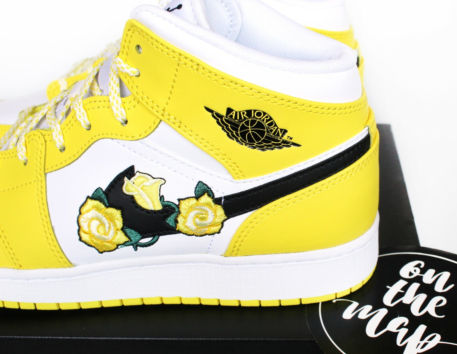 Nike Air Jordan 1 Retro Mid Dynamic Yellow Floral Flower GS UK 5 6 US New