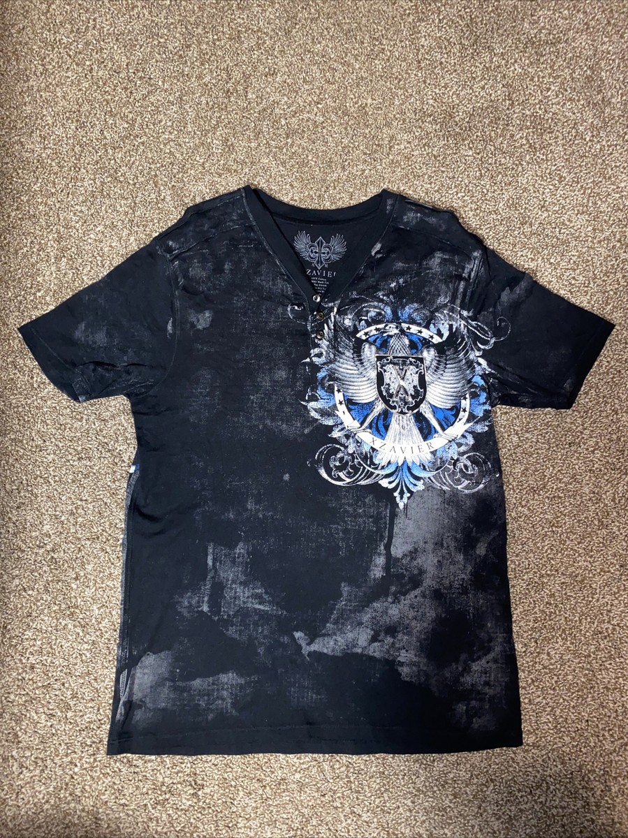 Xzavier Goth Heavy Metal Y2K Large T Shirt Quarter Button Up Huge