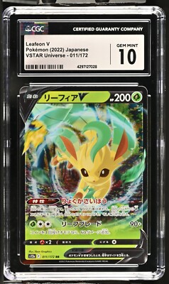 CGC Graded 10 Gem Mint Leafeon V 011/172 VSTAR Universe Pokemon