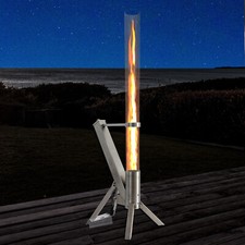 Ambiente Feuerrohr Feuersäule Feuer Rohr Fackel Edelstahl Glas Pellet Feuerspiel
