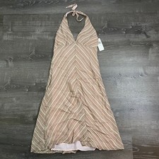NWT Liquid Womans Halter Shift Dress Striped Multicolor Tie Size 6