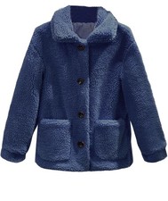 Teddy Coat for Women Trendy Lapel Collar Sherpa Coats Winter Fuzzy Size M