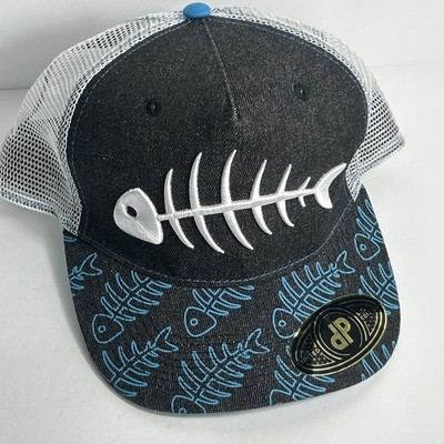 Fish Bones Mesh Adjustable Snapback Embroidered Trucker Hat Double Portion (b7)
