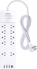Power Strip,  Surge Protector with 10 Outlets and 4 USB Ports, 6 Feet Extension 