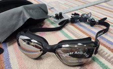 Scuba Diving Tempered Anti Fog Glass Lens Swim Goggles Snorkeling Set New w/Case