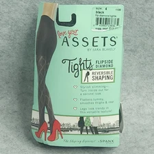 Assets SPANX Size 4 Tights Shaping Reversible Diamond Black NEW
