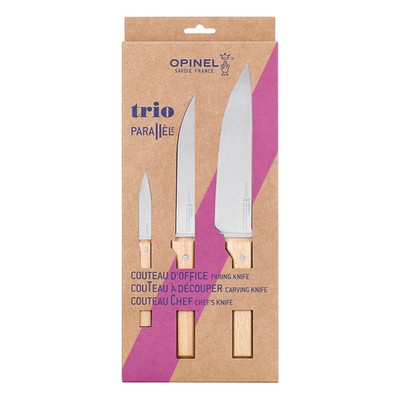 Opinel Parallele Trio Set Of 3 Kitchen Knives - Chef Carving Paring Knife Trio