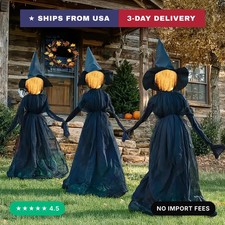 Halloween Witch Decorations Outdoor, 5 FT Set of 3 Light Up Witches Stakes