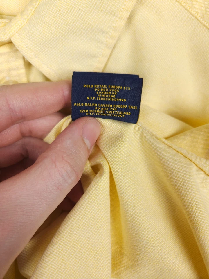 Camisa Rugby Ralph Lauren Para Hombre Mediana (10) Amarilla Abotonada Calavera y Huesos Oxford Foto 4 de 4