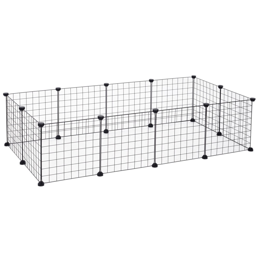 Enclos extérieur pour petits animaux modulaire en métal noir 106x73x36cm