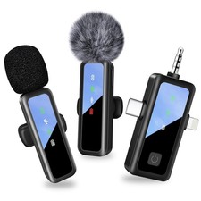 3 in 1 Wireless Lavalier Microphone for iPhone, Mini Lapel Mic with Mute/Reve...