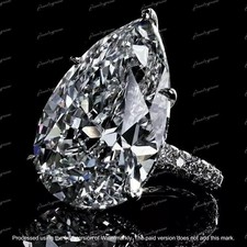 4Ct Pear Cut Lab Created Diamond Solitaire Engagement Ring 14K White Gold Plated