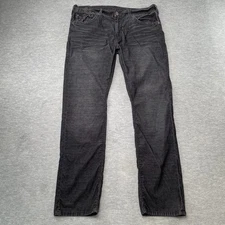 True Religion Jeans Men 36 (38x34) Black/Gray Ricky Relaxed Straight Flap Pocket