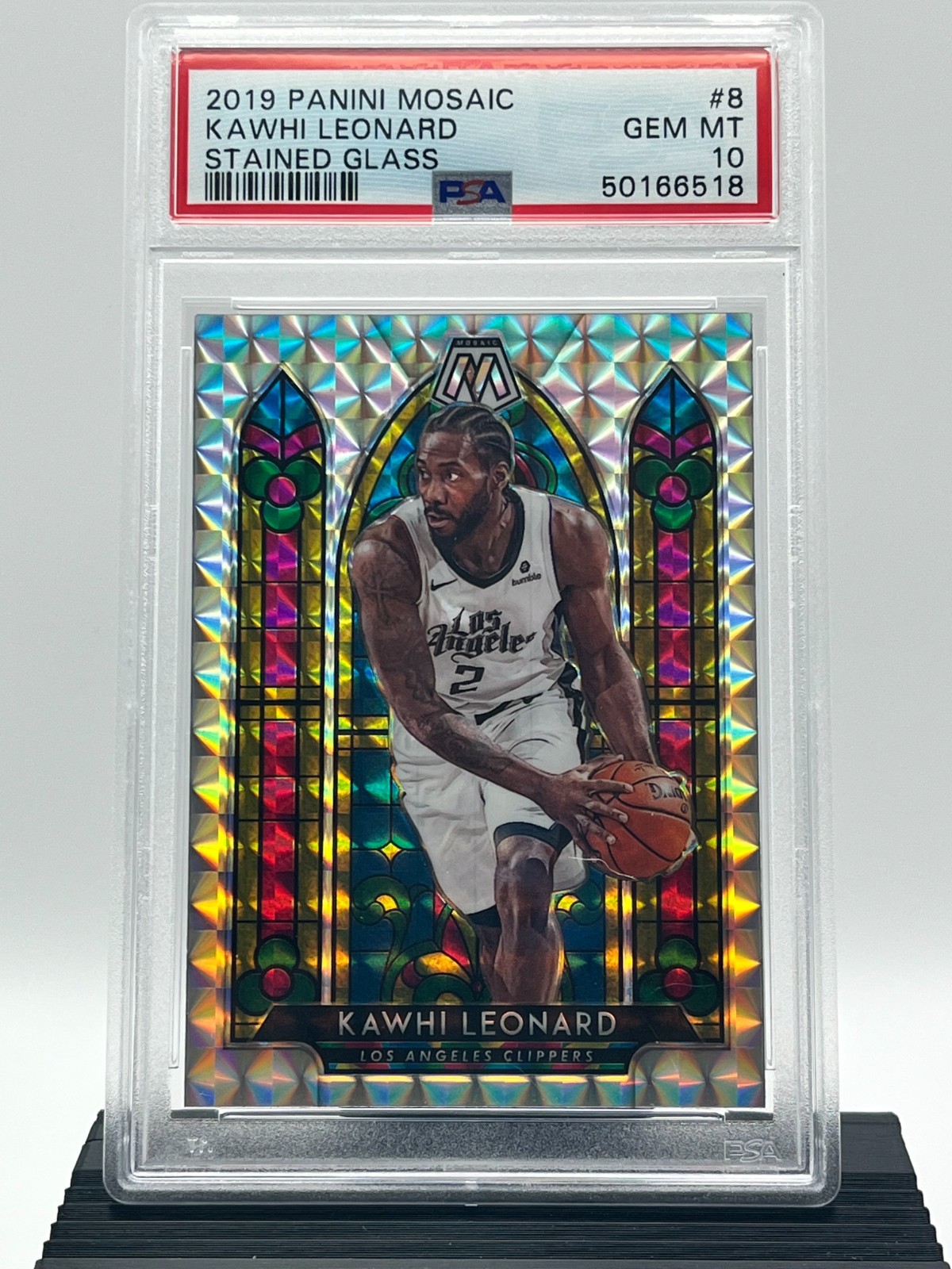 2020-21 Panini Mosaic Stained Glass Prizm PSA GEM MT 10 Kawhi Leonard PSA 10 Los