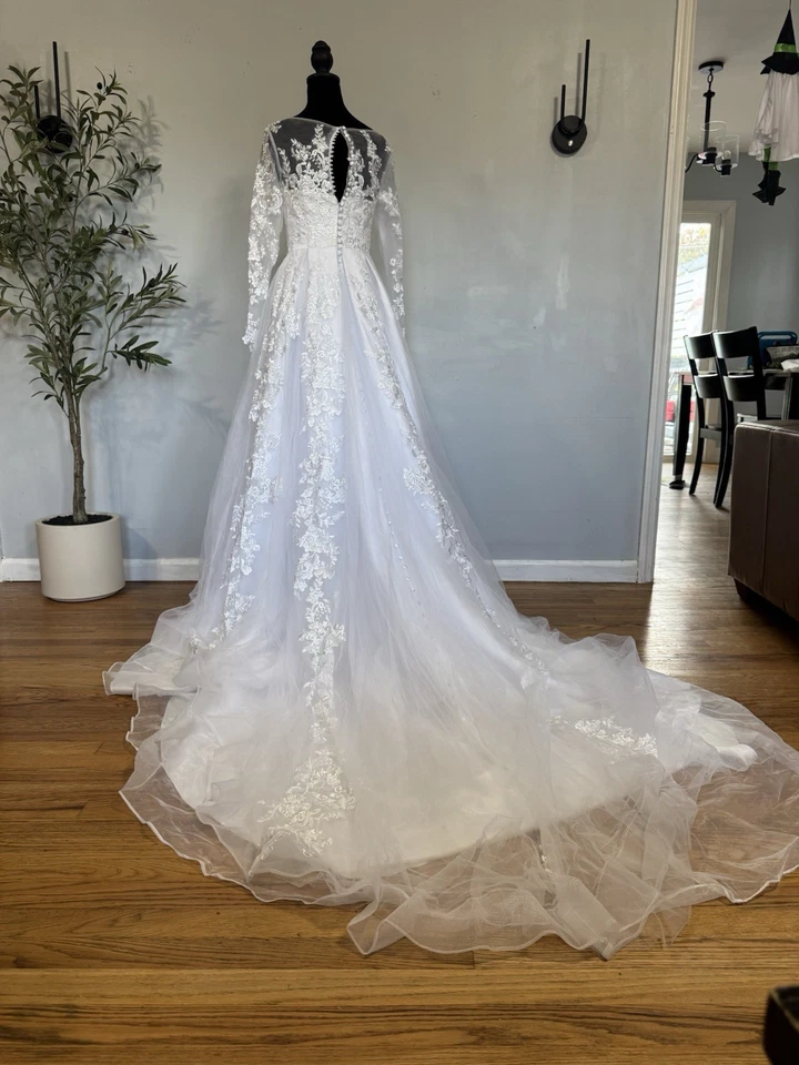 Vestido de novia Merry’s Boho-A forrado apliques con cordones florales romántico talla 2 caprichoso Foto 4 de 4