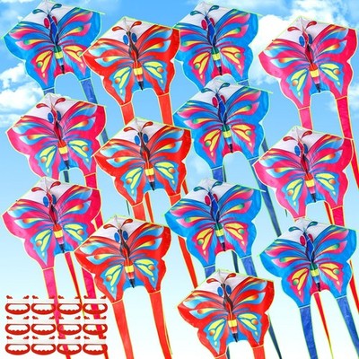 12 Pcs Large Kites for Butterfly Dragonfly Kites with 164ft Kite String, Beac...
