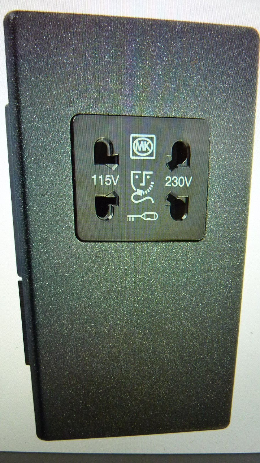 MK Aspect K24709LBKB 115V/ 230V Dual Voltage Shaver Socket Output Lustrous Black