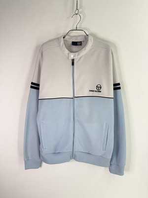 Men Sergio Tacchini Track Jacket Blue Polyester XL