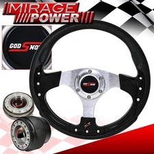 Gunmetal Quick Release For 03-15 Accord + Pvc Black Fusion Style Steering Wheel