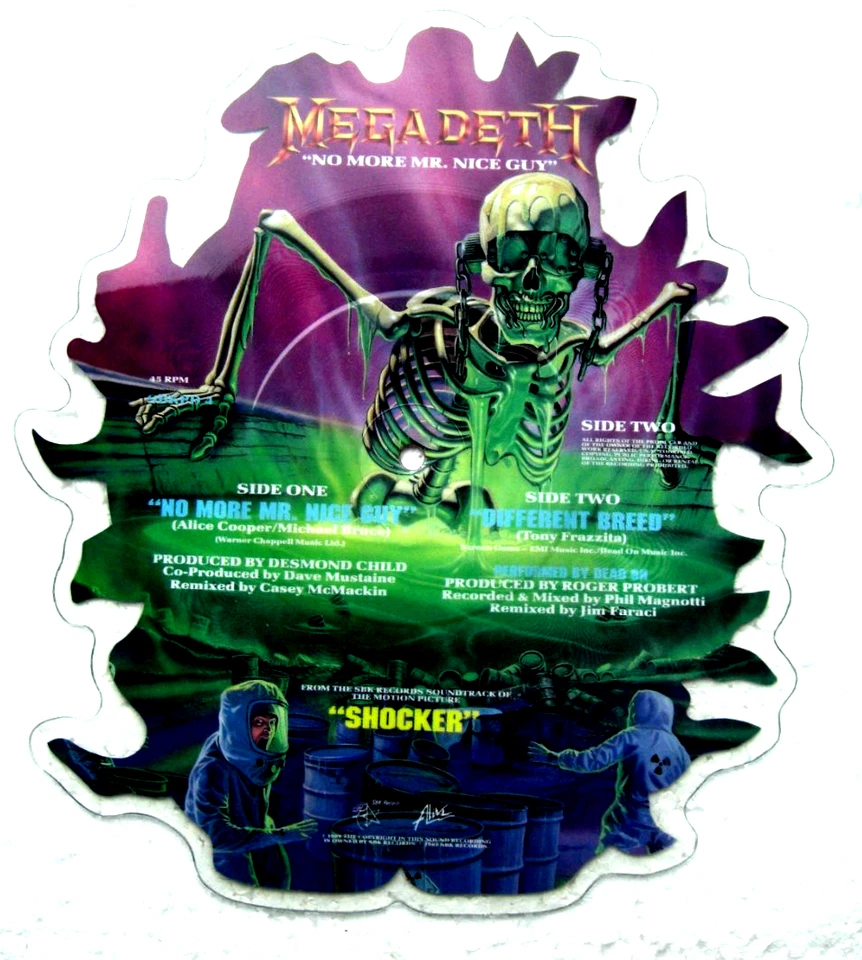MEGADETH / DEAD ON * No More Mr Nice Guy * SHAPED PICTURE DISC SBK Records 1989 - Image 3 of 4