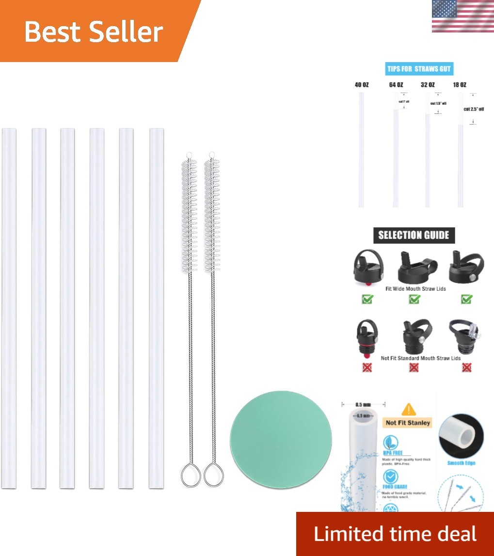 Versatile 6 Pack Hydro Flask Straws, 9.8'' Cuttable, for Ultimate Hydration