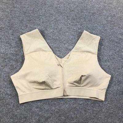 Tommie Copper Shoulder Support Sports Bra Womens 2XL Beige Zip Front Znergy