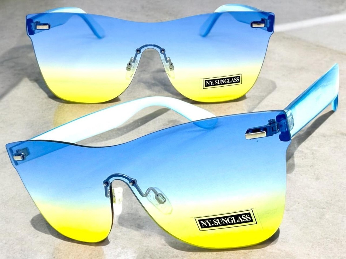 Classy Modern Retro Shield Party Raver SUNGLASSES Rimless  display picture 2