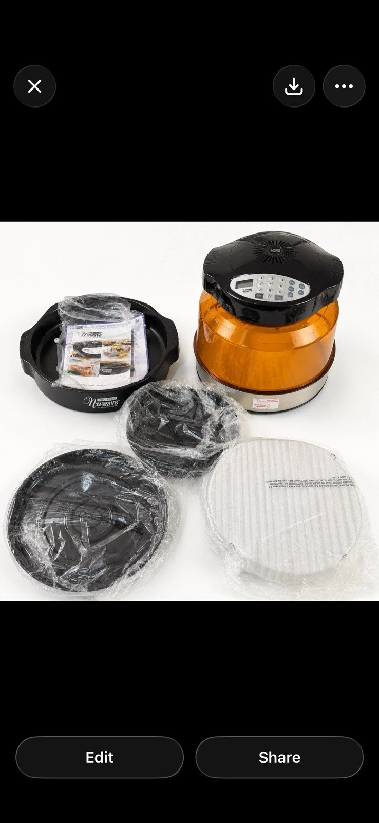 NuWave Pro Plus Oven 20602 w/ Extender Ring 2 Pans 2 Racks Instructions Unused