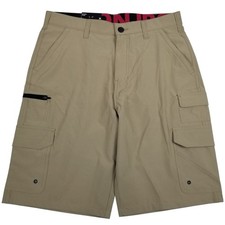 Iron Co Khaki sz 32 Men's Flex Waistband Stretch Hybrid Multi Pocket Cargo Short