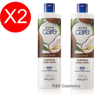 AVON 2 x CARE Hydrating Coconut BODY LOTION 400ml each ~ * BRAND NEW *