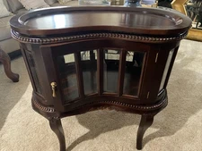 Kidney Shaped Tea/liquor Cabinet Table w/beveled glass& TRAY~LOCAL PICK UP ONLY