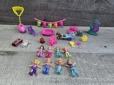Polly Pocket Pinata Party Toy Compact 8 Dolls Accessories Misc Lot g58