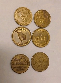 Vintage 6 Coin Lot Arcade Token NAMCO VID-AR-PIN Ballys Le Mans Space Port Coins