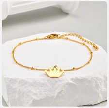 Stainless Steel Chain Anklet Trendy Crown Foot Bracelet For Women Girls Jewelry