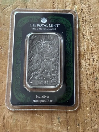 The Royal Mint Loki 1oz Antiqued Silver Minted Bullion Bar Limited 500