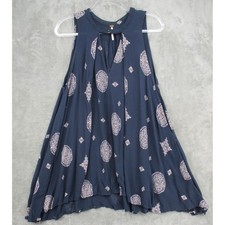 Free People Dress Womens Small Navy Snap Out Of It Boho Swing Pockets Keyhole