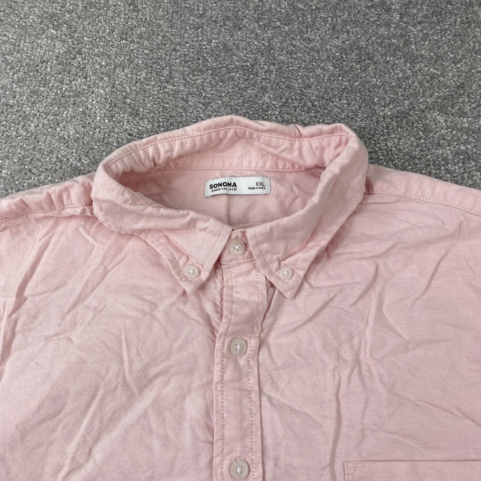 Camisa Sonoma Abotonada Para Hombre XXL Rosa Manga Corta Informal Algodón Foto 2 de 4