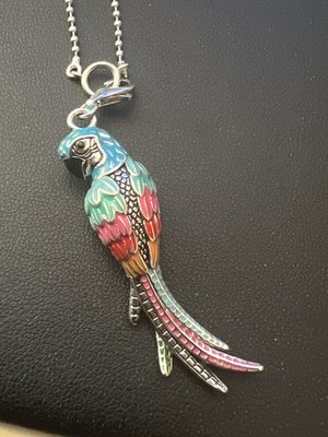 Parrot Amazon Macaw Parakeet Bird Pendant 925 Sterling Silver  20  Necklace