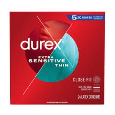 Durex Extra Sensitive Thin Close Fit Latex Condoms 24ct