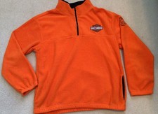 Harley Davidson Fleece Pullover Men Large Orange 1/4 Zip Long Sleeve Sturgis SD