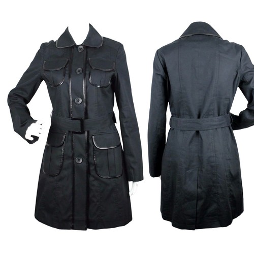 Via Spiga women's trench coat black buttons front belted size XS - Picture 2 of 10