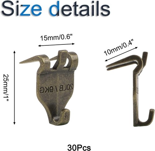 Colgador de fotos para paneles de yeso con garras, 30 piezas colgadores de fotos bronce sin clavos herramienta fácil... - Imagen 2 de 2