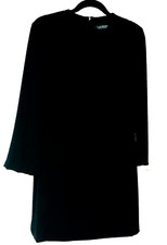 Lauren Ralph Lauren Black Keyhole Dress Women's 8 LBD Lined Zip Long Sleeves