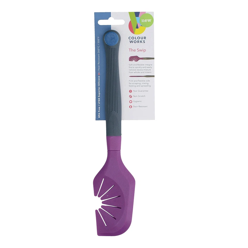 KitchenCraft Colourworks The Swip Silicone Whisk Scraper/Spatula 29cm - Purple - Image 3 of 4