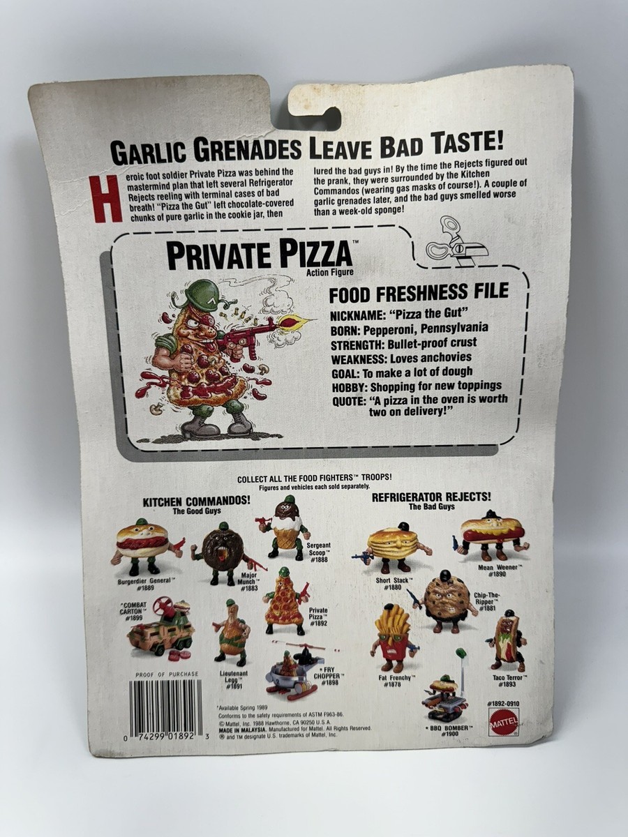 フードファイターズ プライベート・ピッザ 1988年製 マテル社製 アメトイ 1988 Food Fighters Private Pizza Kitchen Commando Mattel