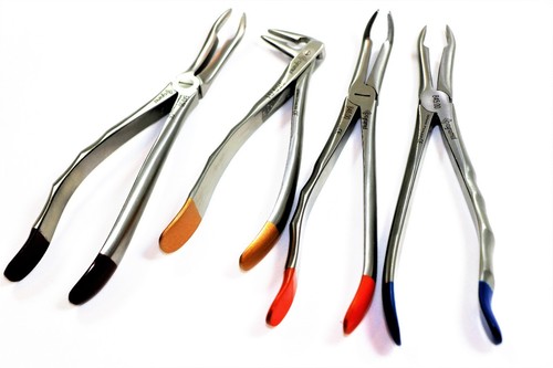 GERMAN PREMIUM EXTRACTING FORCEPS 4PC ROOT TIP TC BEAK SERRATED DENTAL TOOL - Picture 6 of 10